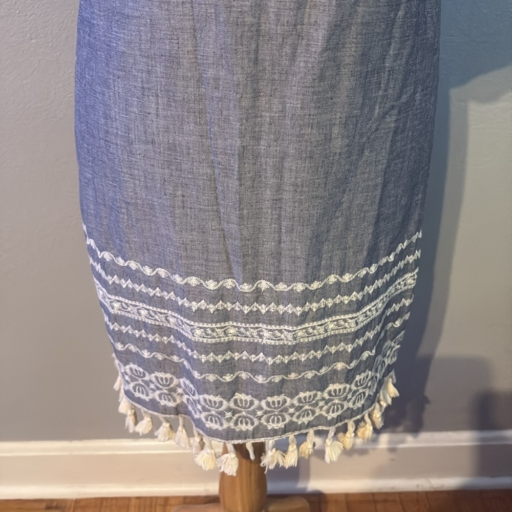 Mi Ami Dress Blue Ruffle Tassel Hem Small - Picture 3 of 7